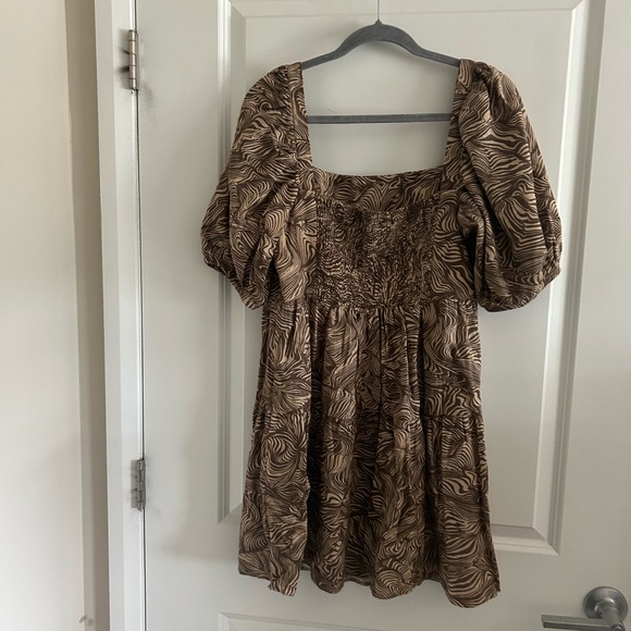 House of Harlow 1960 Brown Tan Puff Sleeve Mini Dress - Picture 4 of 7